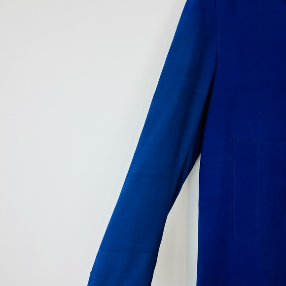 Burberry Prorsum 2014 Runway Blue 100% Silk Tailored Trench Coat UK L - Picture 6 of 14